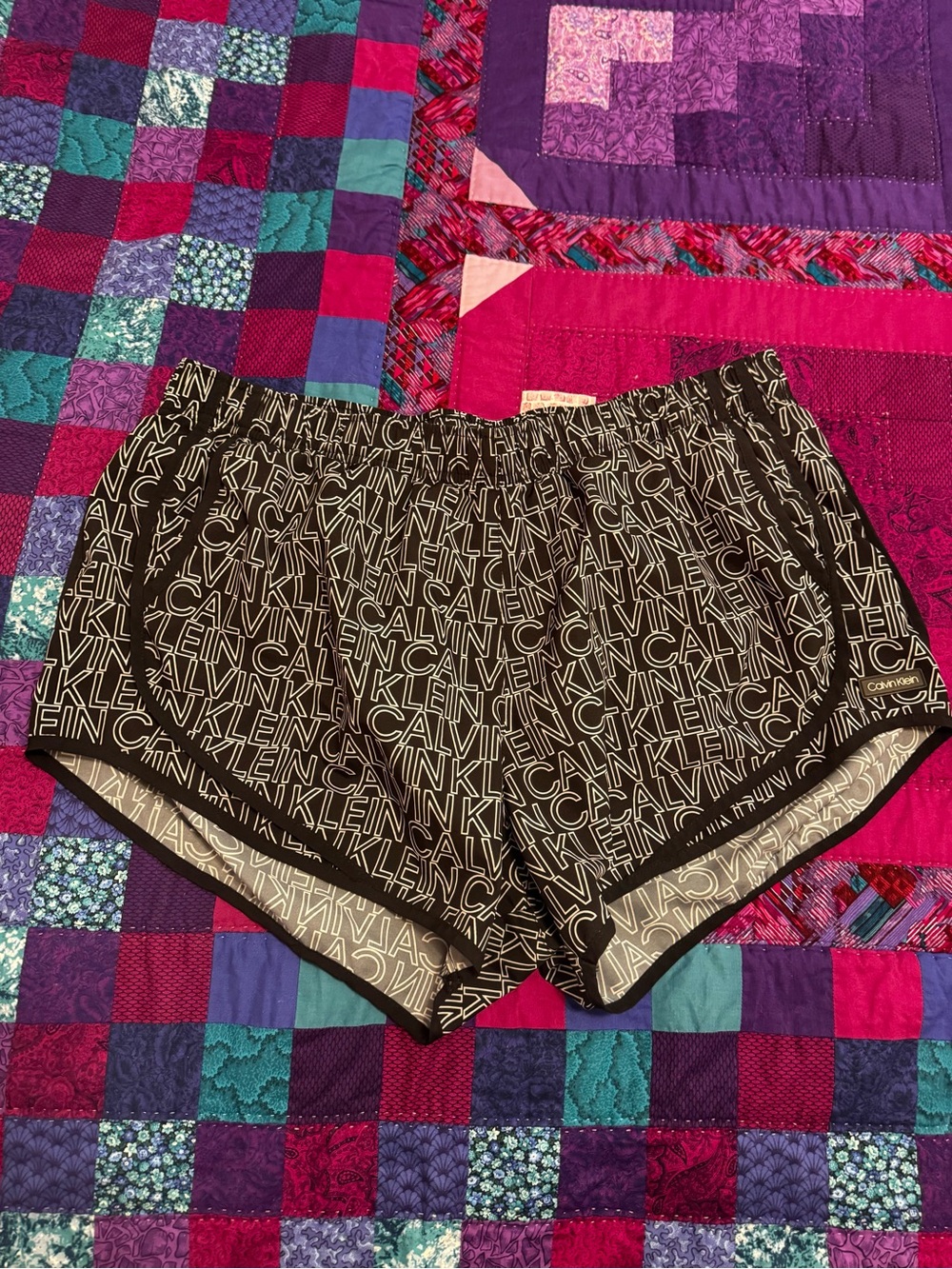 Calvin Klein Black and White Logo Print Lounge Shorts